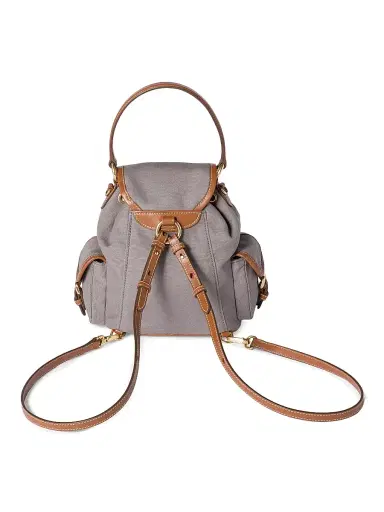 Miu Miu Women's Canvas and Leather Backpack - Grey | Thumbnail 4 Miu Miu Women's Canvas and Leather Backpack - Grey | Thumbnail 4