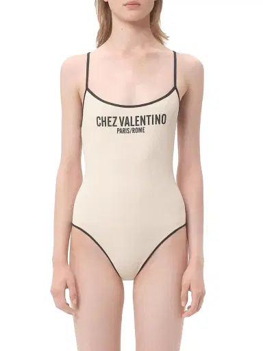 Valentino Garavani Women's Lycra Piqué Swimsuit - Birch Black - Size XL | Thumbnail 2