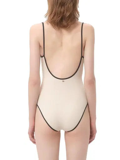 Valentino Garavani Women's Lycra Piqué Swimsuit - Birch Black - Size XL | Thumbnail 3