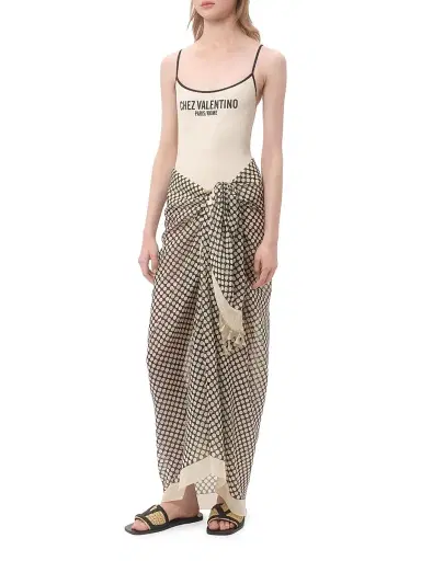 Valentino Garavani Women's Lycra Piqué Swimsuit - Birch Black - Size XL | Thumbnail 6