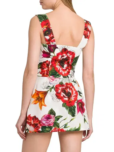 Dolce & Gabbana Women's Rafia Fiori Floral Cotton Poplin Minidress - White Print Flower | Thumbnail 5 Dolce & Gabbana Women's Rafia Fiori Floral Cotton Poplin Minidress - White Print Flower | Thumbnail 5