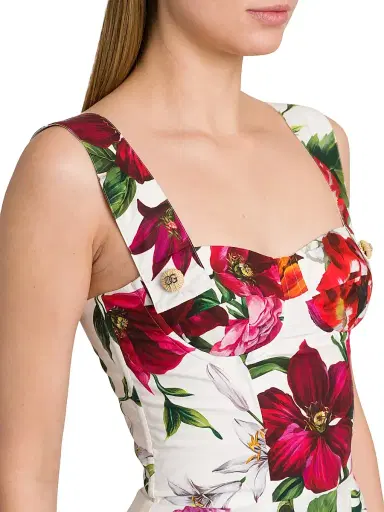 Dolce & Gabbana Women's Rafia Fiori Floral Cotton Poplin Minidress - White Print Flower | Thumbnail 6 Dolce & Gabbana Women's Rafia Fiori Floral Cotton Poplin Minidress - White Print Flower | Thumbnail 6