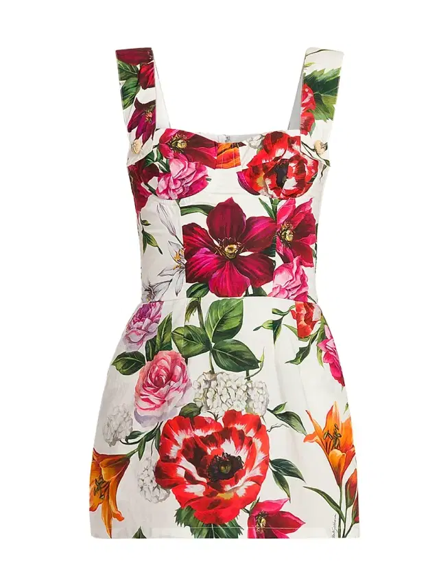 Women's Rafia Fiori Floral Cotton Poplin Minidress - White Print Flower