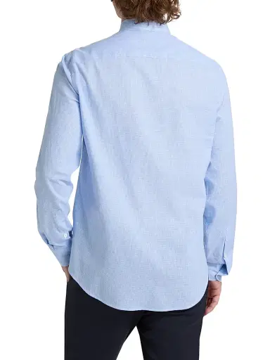Emporio Armani Men's Linen-Cotton Houndstooth Shirt - Light Blue - Size XXL | Thumbnail 5