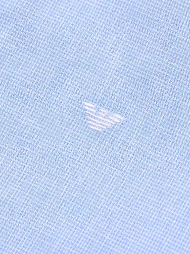 Emporio Armani Men's Linen-Cotton Houndstooth Shirt - Light Blue - Size XXL | Thumbnail 7