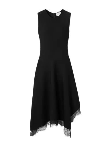 Alexander McQueen Asymmetric Lace-trimmed Woven Midi Dress | Thumbnail 1