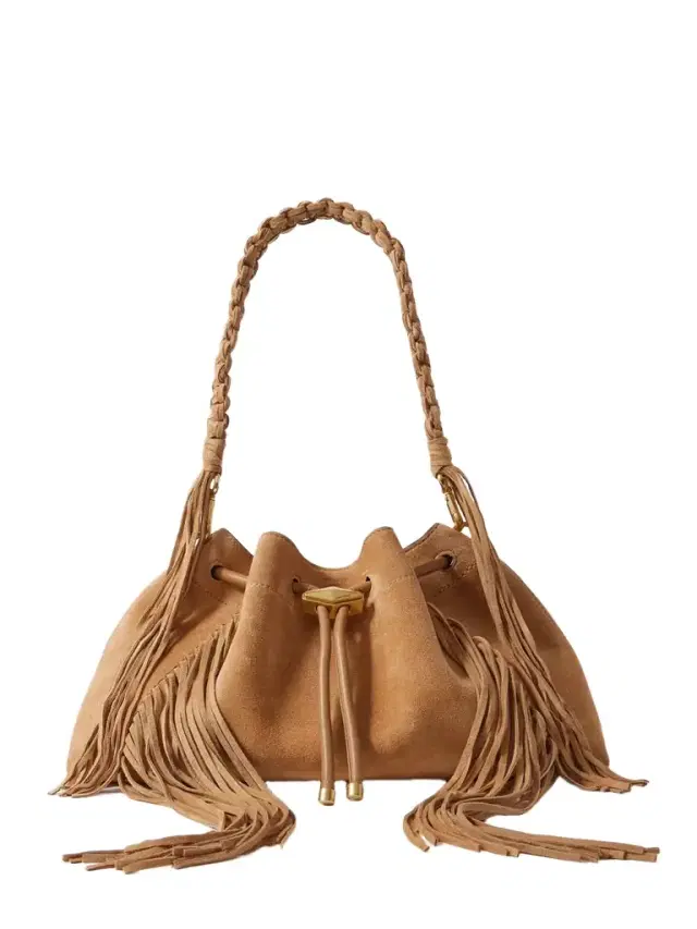 Jimmy Choo Cinch Medium Embellished Fringed Suede Bucket Bag