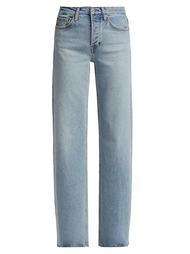 Re/done Women's Washed Denim Mid-Rise Wide-Leg Jeans - Mid Nineties