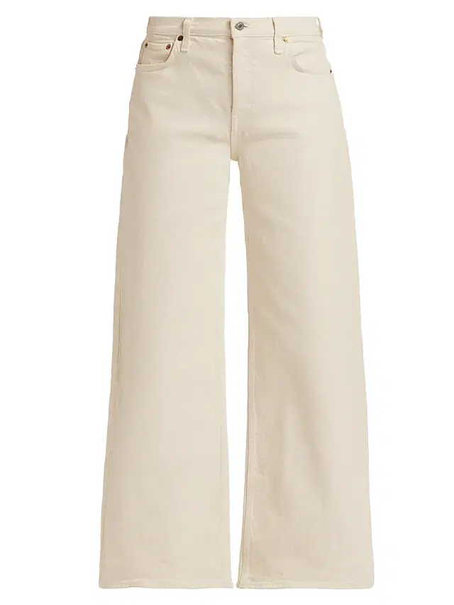 Re/done Women's Stretch Mid-Rise Wide-Leg Crop Jeans - Vintage White