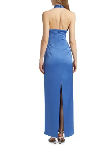 Ramy Brook Women's Amrita Satin Halter Gown - Cornflower | Thumbnail 5