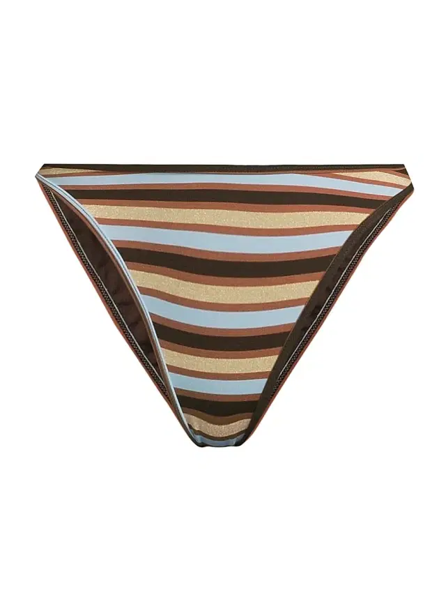Women's Isla Striped Bikini Bottom - Beach Brown Stripe