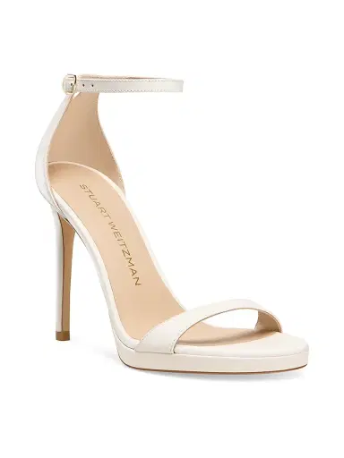 Stuart Weitzman Women's Nudist 100MM Leather Sandals - Cream - Size 9.5 | Thumbnail 2