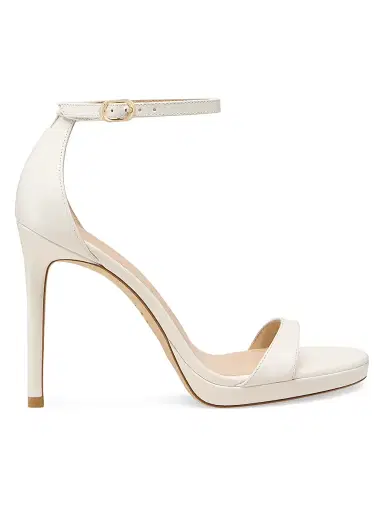 Stuart Weitzman Women's Nudist 100MM Leather Sandals - Cream - Size 9.5 | Thumbnail 1