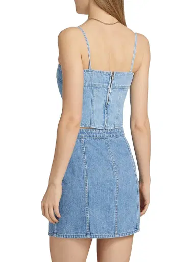 L'AGENCE Women's Arlin Seamed Denim Top - Le Grand | Thumbnail 5