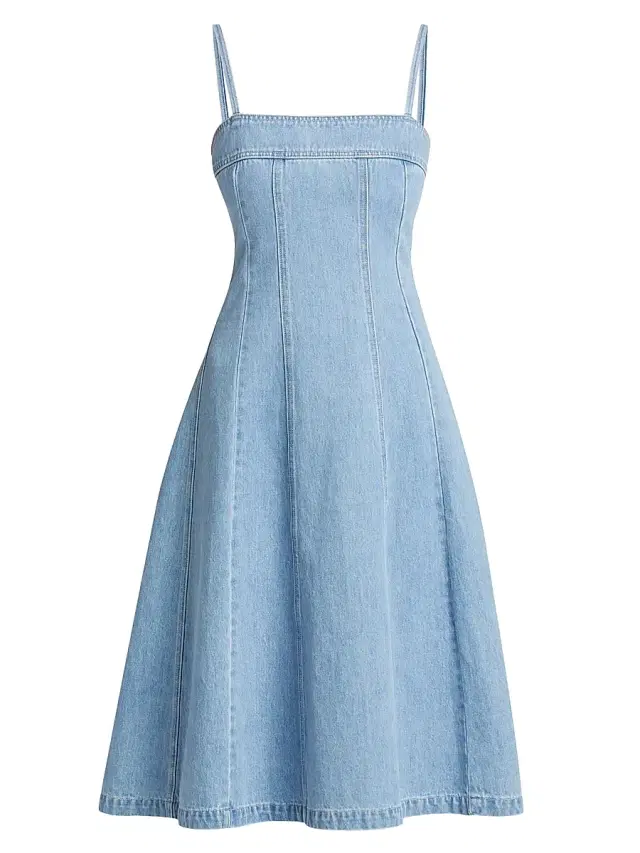 L'AGENCE Women's Mitzy Seamed Denim Midi-Dress - Le Grand