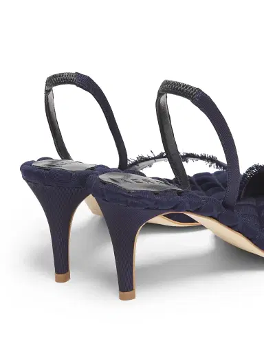 Aera Women's Claudia 70MM Vegan Grosgrain Slingback Sandals - Navy - Size 10.5 | Thumbnail 3 Aera Women's Claudia 70MM Vegan Grosgrain Slingback Sandals - Navy - Size 10.5 | Thumbnail 3