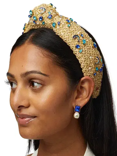 Lele Sadoughi Women's Knotted Dolphin Embellished Raffia Headband | Thumbnail 2