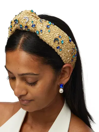 Lele Sadoughi Women's Knotted Dolphin Embellished Raffia Headband | Thumbnail 3