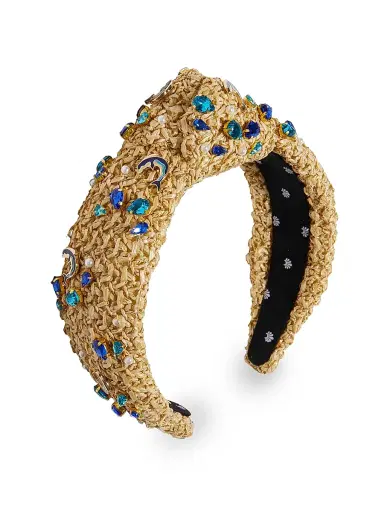 Lele Sadoughi Women's Knotted Dolphin Embellished Raffia Headband | Thumbnail 1
