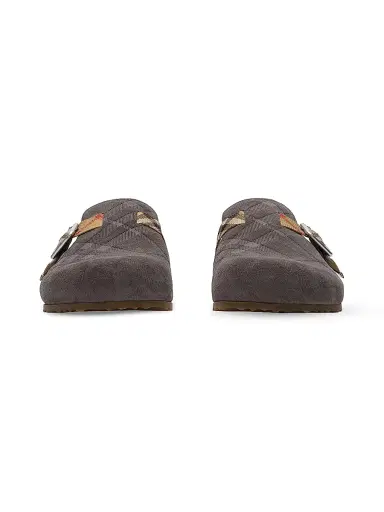 Burberry Men's Urchin Check-Trimmed Suede Clogs - Wave Blue | Thumbnail 2 Burberry Men's Urchin Check-Trimmed Suede Clogs - Wave Blue | Thumbnail 2