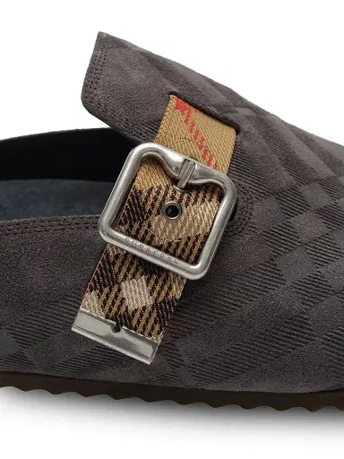 Burberry Men's Urchin Check-Trimmed Suede Clogs - Wave Blue | Thumbnail 6 Burberry Men's Urchin Check-Trimmed Suede Clogs - Wave Blue | Thumbnail 6