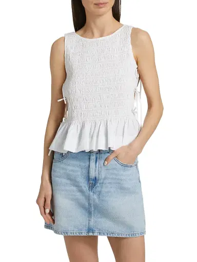 Ganni Women's Smocked Cotton Poplin Tank | Thumbnail 3 Ganni Women's Smocked Cotton Poplin Tank | Thumbnail 3