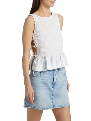 Ganni Women's Smocked Cotton Poplin Tank | Thumbnail 4 Ganni Women's Smocked Cotton Poplin Tank | Thumbnail 4
