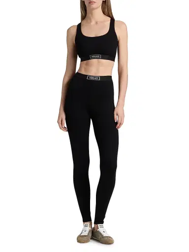 Versace Women's Logo Sports Bra - Black | Thumbnail 2