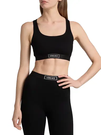 Versace Women's Logo Sports Bra - Black | Thumbnail 3