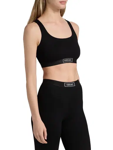 Versace Women's Logo Sports Bra - Black | Thumbnail 4