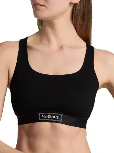 Versace Women's Logo Sports Bra - Black | Thumbnail 6