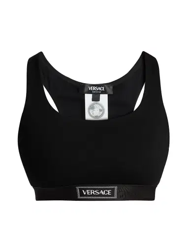 Versace Women's Logo Sports Bra - Black | Thumbnail 1
