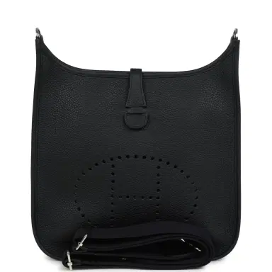 HERMÈS Hermes Evelyne III PM Black Clemence Palladium Hardware | Thumbnail 1 HERMÈS Hermes Evelyne III PM Black Clemence Palladium Hardware | Thumbnail 1