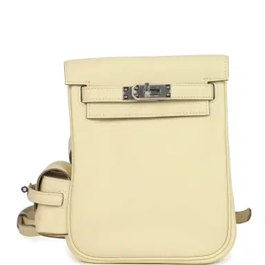 HERMÈS Hermes Mini Kelly Jump Backpack Jaune Milton Swift Palladium Hardware | Thumbnail 1 HERMÈS Hermes Mini Kelly Jump Backpack Jaune Milton Swift Palladium Hardware | Thumbnail 1