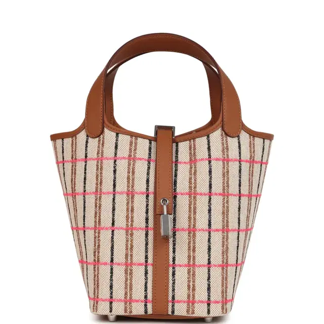 hermes Hermes Picotin Lock 18 Gold, Ecru-Beige, Rose Pop, Black Toile H and Fauve Swift and Toile H Palladium Hardware