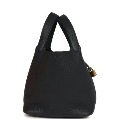HERMÈS Hermes Picotin Lock 22 Black Clemence Gold Hardware | Thumbnail 4 HERMÈS Hermes Picotin Lock 22 Black Clemence Gold Hardware | Thumbnail 4