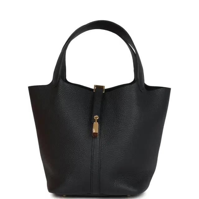Hermes Picotin Lock 22 Black Clemence Gold Hardware