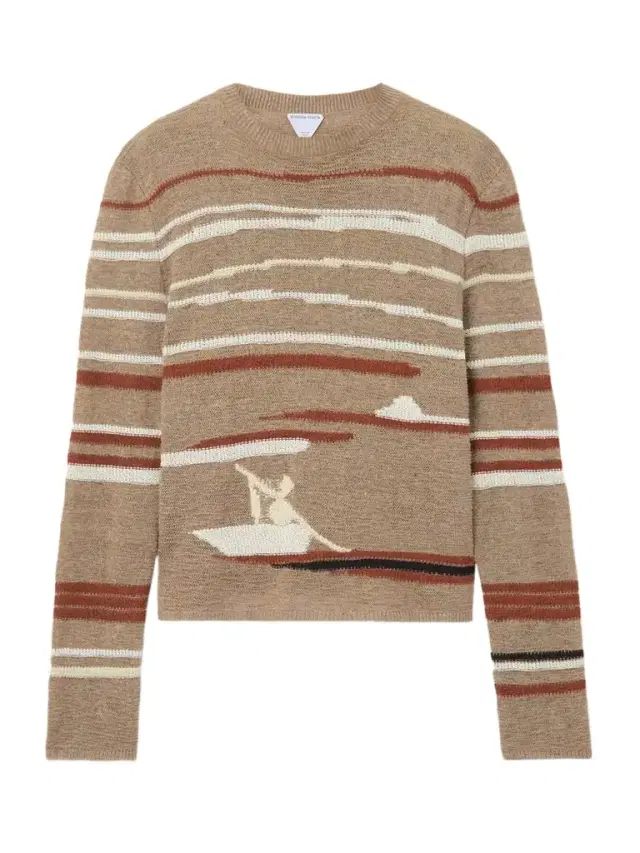 Striped Jacquard-knit Linen And Cotton-blend Sweater