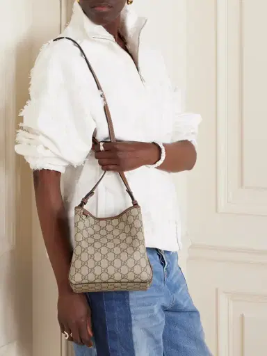 Gucci Gg Emblem Leather-trimmed Printed Coated-canvas Bucket Bag | Thumbnail 6