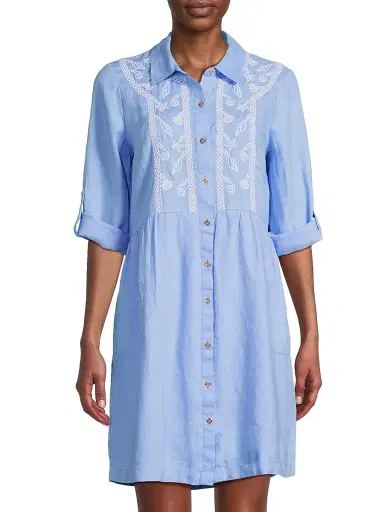 Lilly Pulitzer Women's Shaela Embroidered Shirtdress - Jacaranda Blue - Size Large | Thumbnail 3 Lilly Pulitzer Women's Shaela Embroidered Shirtdress - Jacaranda Blue - Size Large | Thumbnail 3
