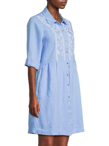 Lilly Pulitzer Women's Shaela Embroidered Shirtdress - Jacaranda Blue - Size Large | Thumbnail 4 Lilly Pulitzer Women's Shaela Embroidered Shirtdress - Jacaranda Blue - Size Large | Thumbnail 4