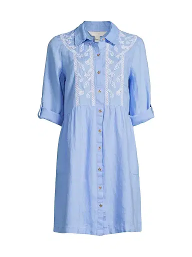 Lilly Pulitzer Women's Shaela Embroidered Shirtdress - Jacaranda Blue - Size Large | Thumbnail 1 Lilly Pulitzer Women's Shaela Embroidered Shirtdress - Jacaranda Blue - Size Large | Thumbnail 1
