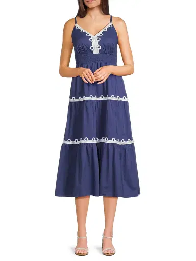 Lilly Pulitzer Women's Zanna Cotton Embroidered Midi-Dress | Thumbnail 2 Lilly Pulitzer Women's Zanna Cotton Embroidered Midi-Dress | Thumbnail 2