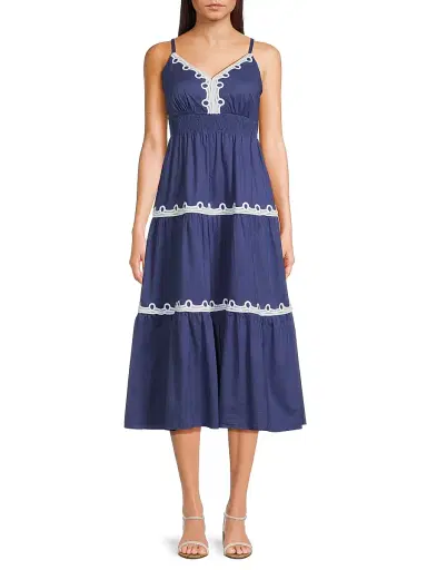 Lilly Pulitzer Women's Zanna Cotton Embroidered Midi-Dress | Thumbnail 3 Lilly Pulitzer Women's Zanna Cotton Embroidered Midi-Dress | Thumbnail 3