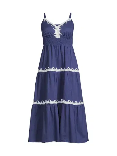 Lilly Pulitzer Women's Zanna Cotton Embroidered Midi-Dress | Thumbnail 1 Lilly Pulitzer Women's Zanna Cotton Embroidered Midi-Dress | Thumbnail 1