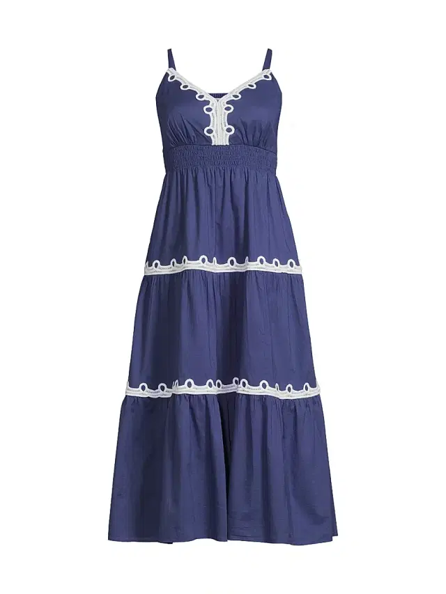 Women's Zanna Cotton Embroidered Midi-Dress - Sapphire Pool