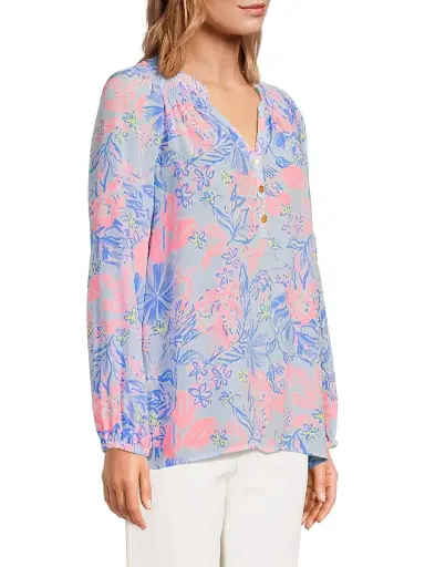 Lilly Pulitzer Women's Elsa Silk Top - Multi Elephant Splash - Size XL | Thumbnail 4 Lilly Pulitzer Women's Elsa Silk Top - Multi Elephant Splash - Size XL | Thumbnail 4