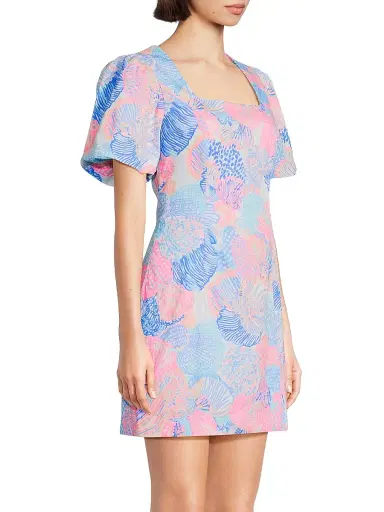 Lilly Pulitzer Women's Kalinara Stretch-Cotton Skirted Romper - Multi Roar Of The Seas - Size 16 | Thumbnail 4