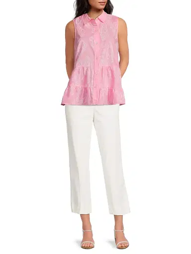 Lilly Pulitzer Women's Breah Sleeveless Top - Rousseau Pink Cool As Shell - Size 14 | Thumbnail 2 Lilly Pulitzer Women's Breah Sleeveless Top - Rousseau Pink Cool As Shell - Size 14 | Thumbnail 2