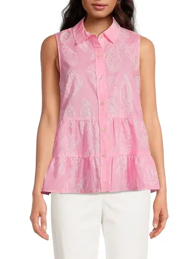 Lilly Pulitzer Women's Breah Sleeveless Top - Rousseau Pink Cool As Shell - Size 14 | Thumbnail 3 Lilly Pulitzer Women's Breah Sleeveless Top - Rousseau Pink Cool As Shell - Size 14 | Thumbnail 3